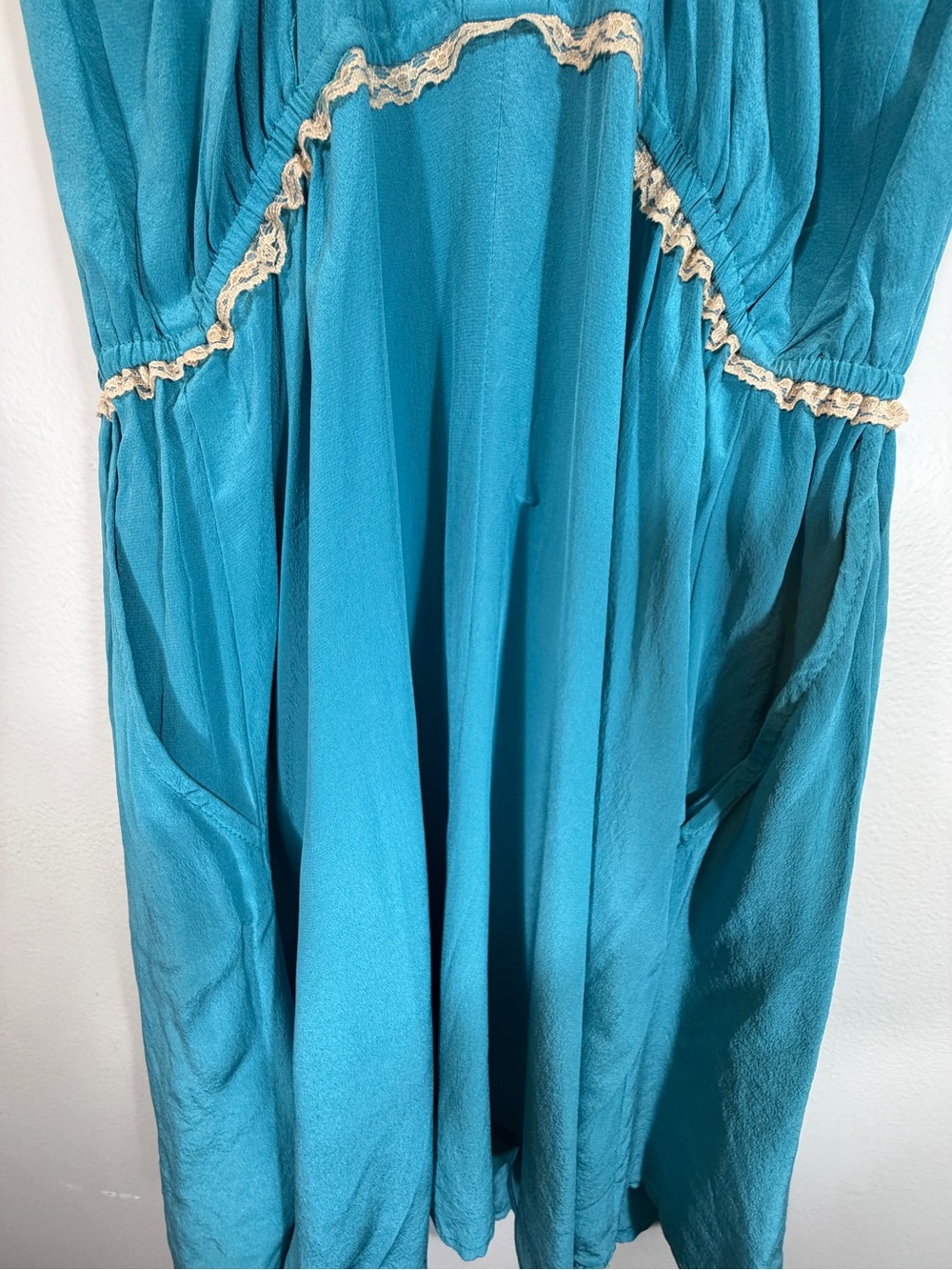 Quiksilver Teal Silk Lace Y2K  Dress As Seen On Selena Gomez Size S Indie Sleaze - Picture 6 of 12